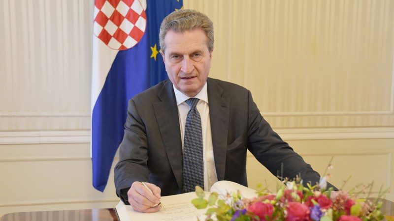 Povjerenik Europske komisije Oettinger: Hrvatska trenutačno stoji jako dobro i bilježi pozitivan gospodarski trend